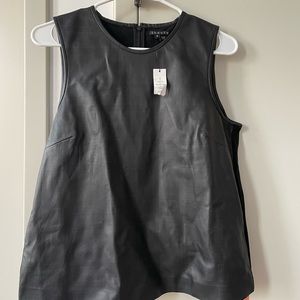 Leather front with stretch fabric on the back